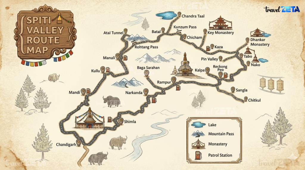 Spiti Valley Road Map